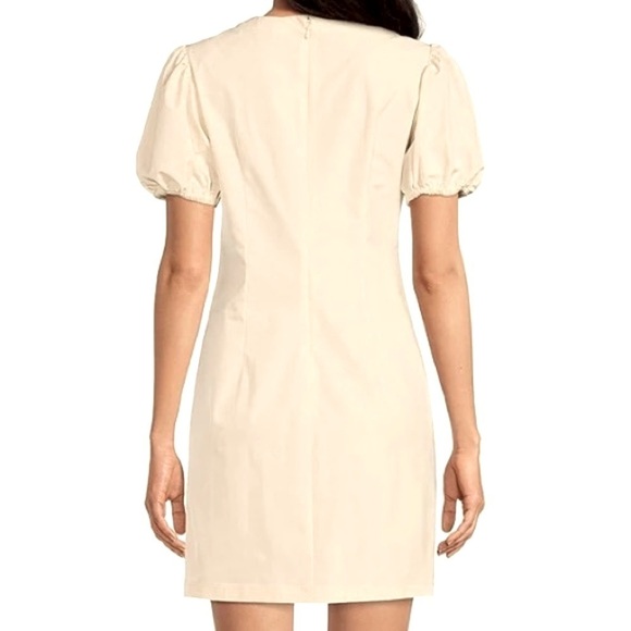L T D Lace Up Front Slight Puff Short Sleeves Mini Dress. Cream (Stone)  Sz 8 - Picture 11 of 11